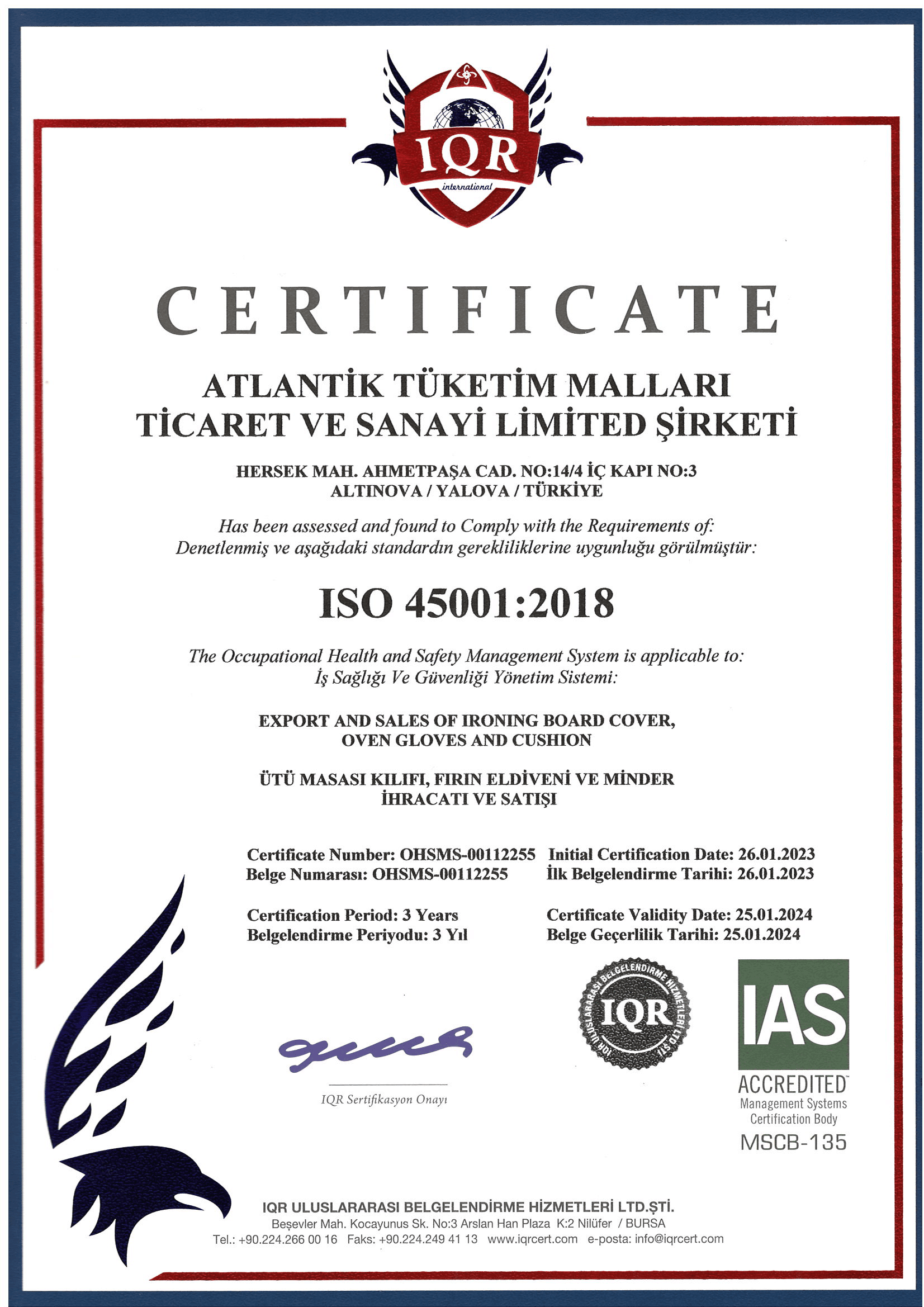 ISO 45001 Occupational Health & Safety Certification - DOSE by Atlantik